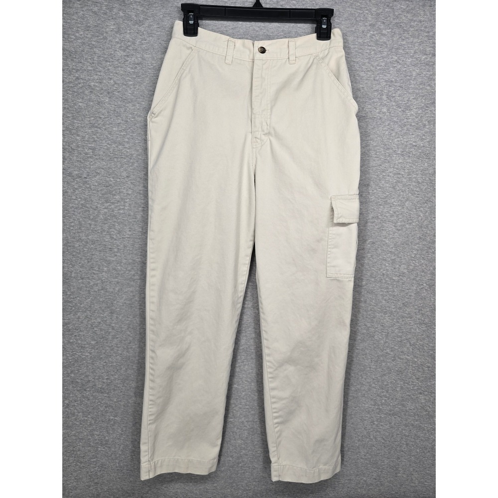 Fashion Bug Womens Cream Beige High Rise Cargo Pants Straight Leg 26x29 Trousers